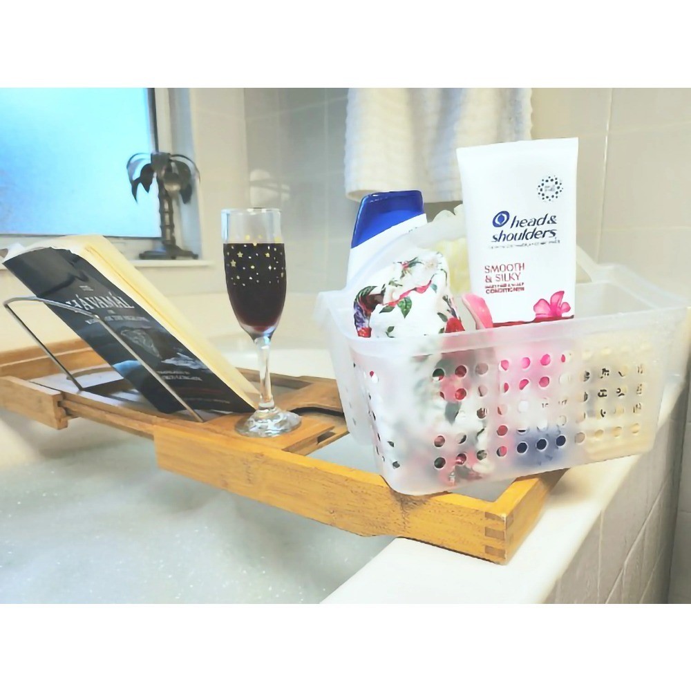 Portable Small Plastic Bath Organizer 2 Pack Frosted Storage