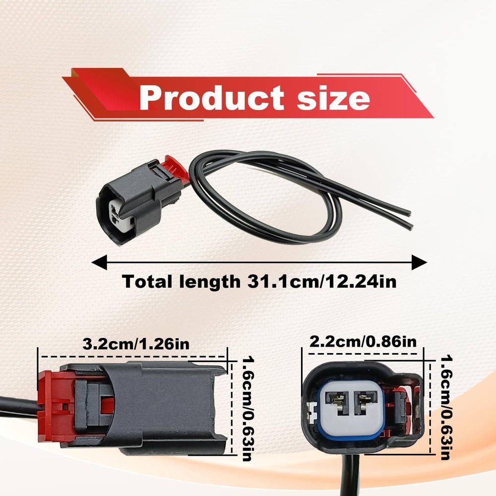 2Pcs ABS Wheel Speed Sensor Wiring Harness Connector Pigtail Plug Compatible