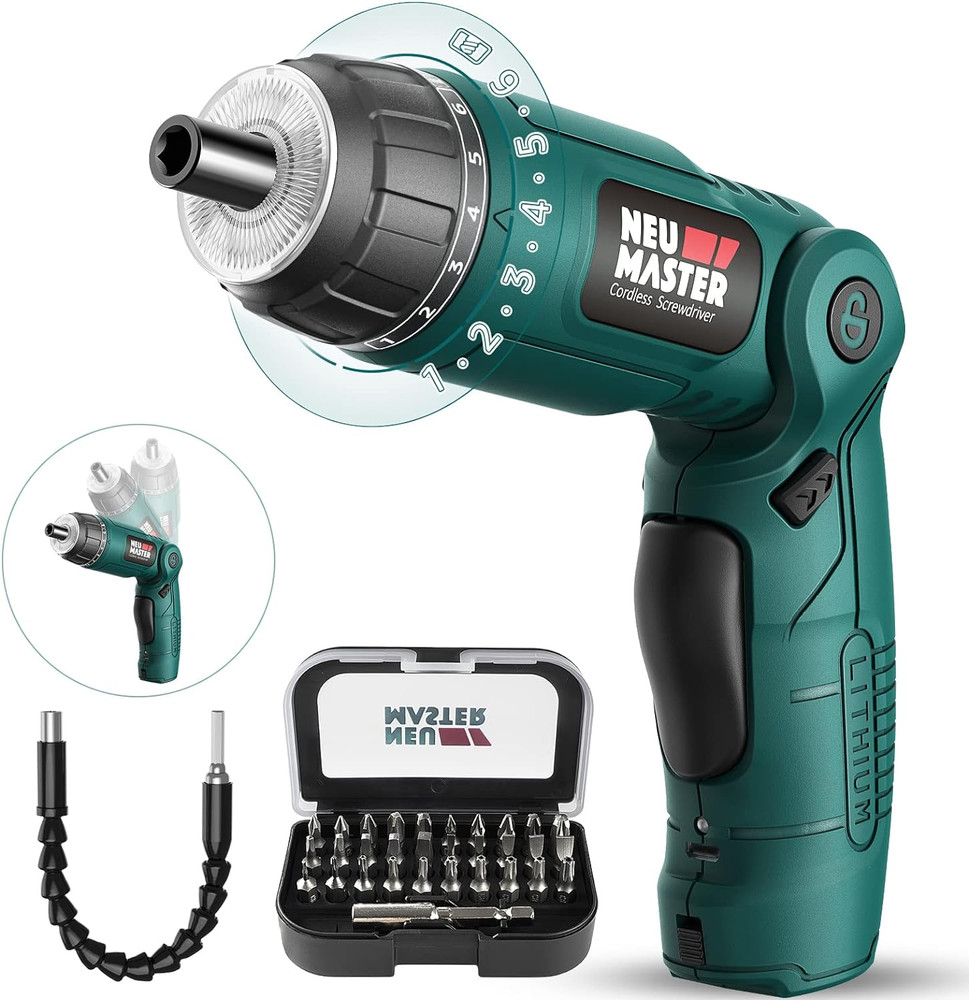 NEU MASTER Cordless Screwdriver, 4V Electric Screwdriver Rechargeable Power Scre