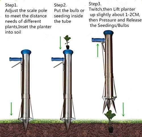 Long Handled Bulb Planter Tools and Vegetable Seedling Tool Manual Plant Tran...