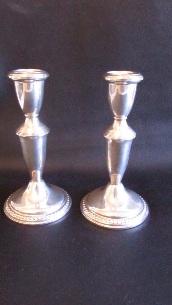 2--6  1/4 Inch  Empire Sterling Silver Candlesticks Pattern 620 + Gadrooning