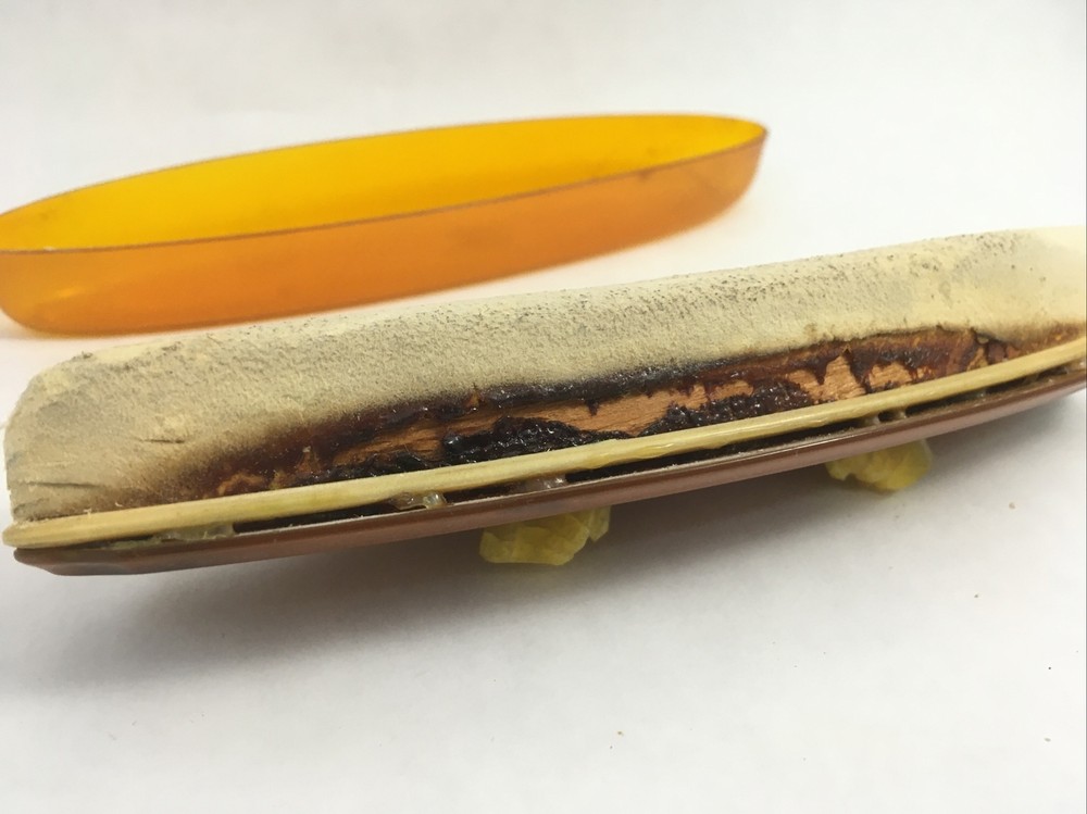 Bakelite Cosmetic Nail Buffer Dark Yellow *Broken Handle* Vintage