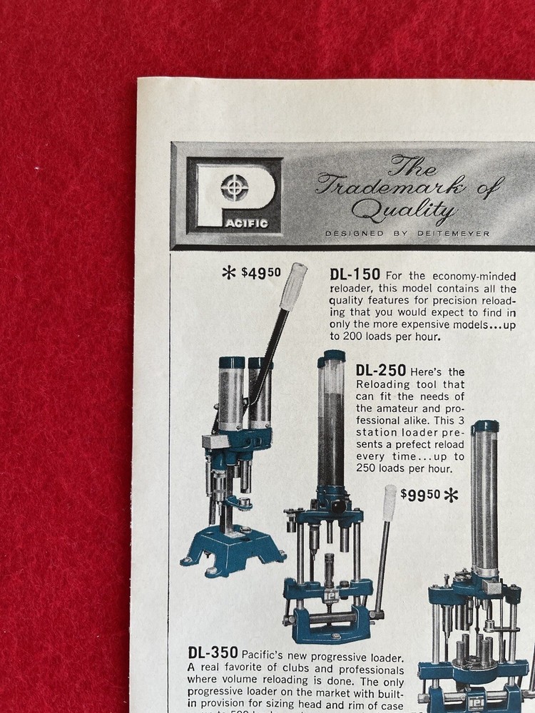 Vintage 1963 Print Ad Pacific Ammunition Reloading Tools Pacific Gun Sight Co.