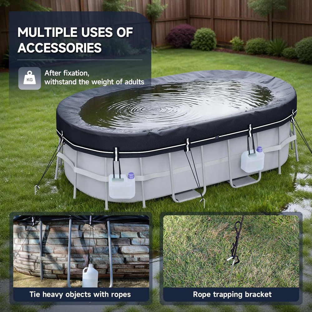 LXKCKJ 10X16 FT Rectangular Pool Covers for Above Ground Pools, 420D Solar Ov...