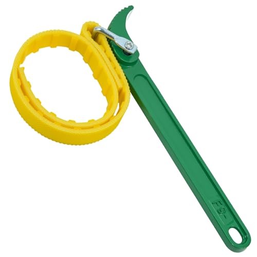 Adjustable Strap Wrench, 9’ Handle, Rubber Strap Pipe Wrench, Oil Filter