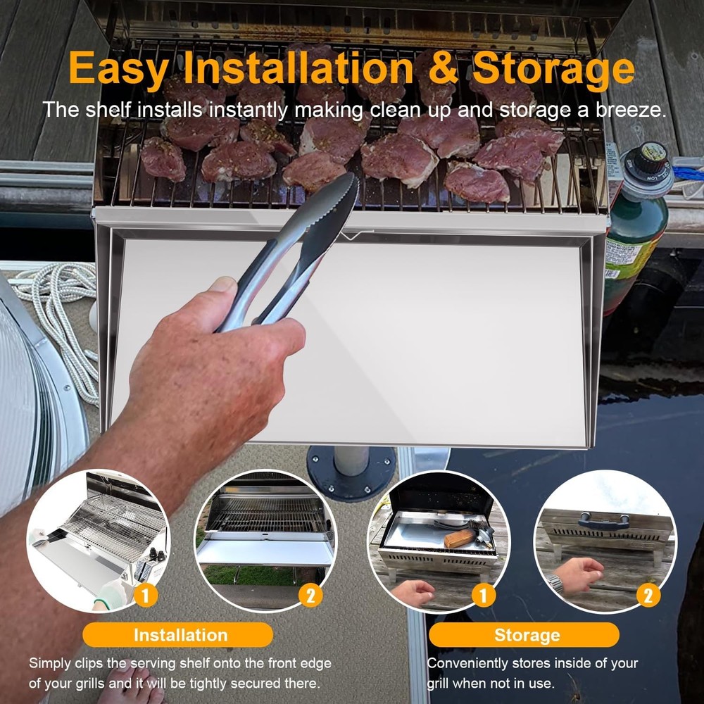A10-902 Serving Shelf with Removable Cutting Board Fit for Rectangular Grills