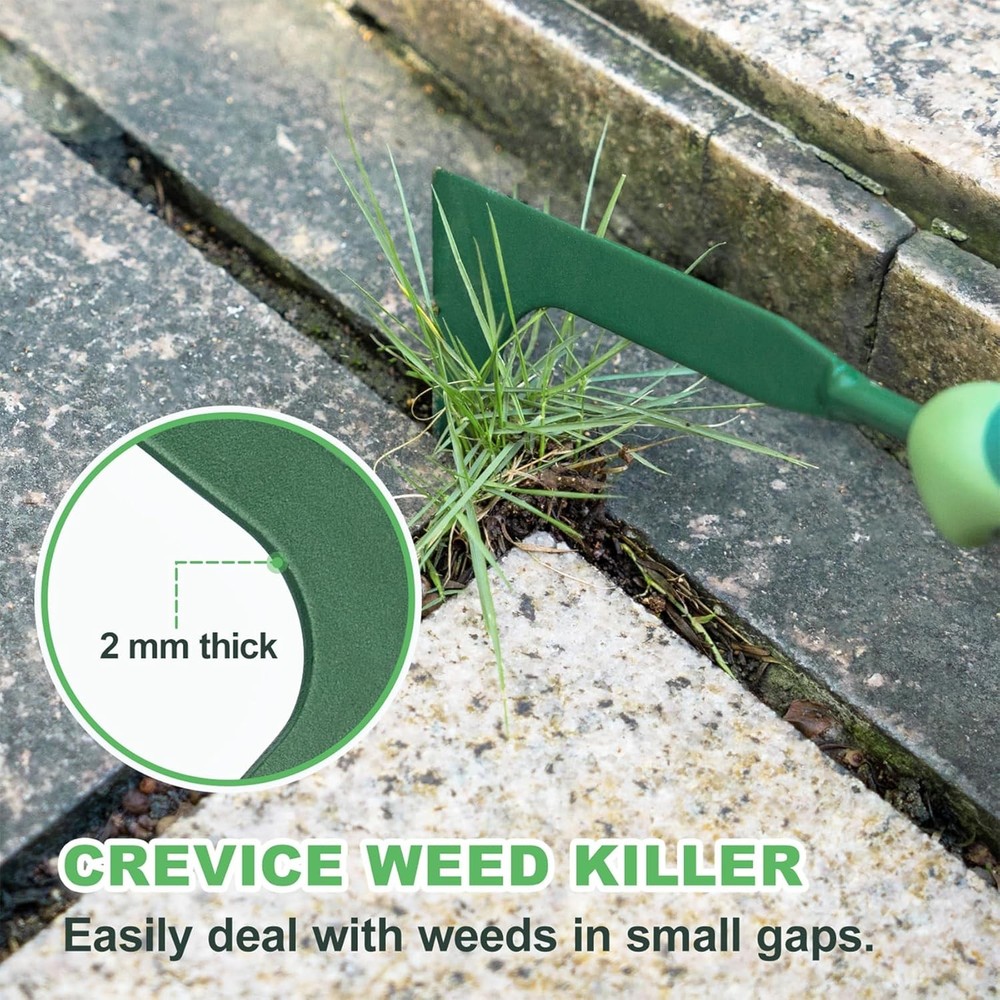 Crack Weeder, 11" L-Shaped Side-Walk Weed Puller with Ergonomic Rubber Handle, C