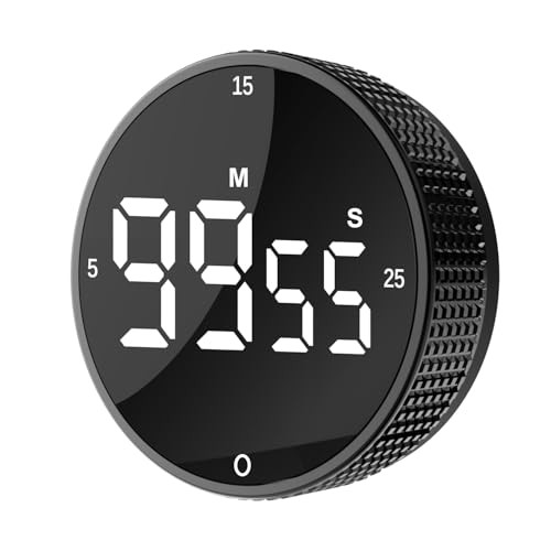 Upgrade Digital Kitchen Timer - Magnetic Countdown Countup Visual 1 Black