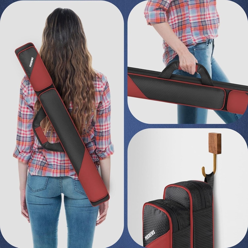 Versatile Pool Cue Carry Bag with Padded Strap & Protective Compartments