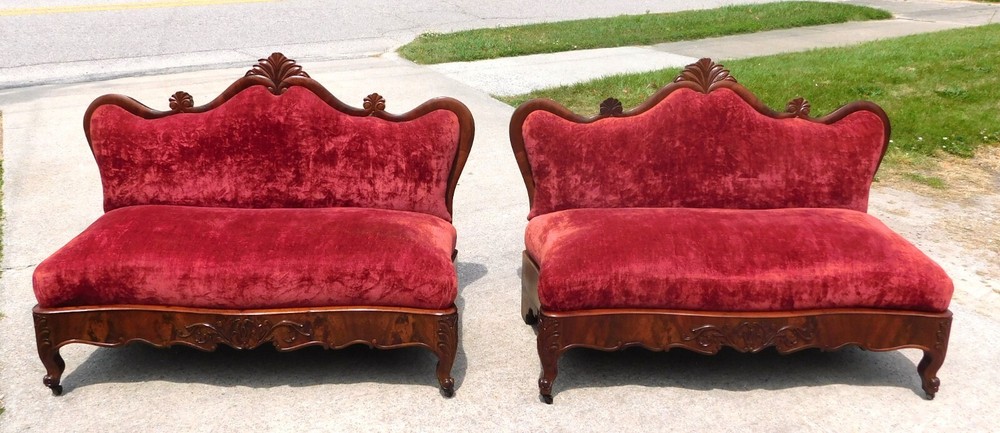 PAIR~ Mahogany Empire Bustle Benches Slipper Benches circa 1850