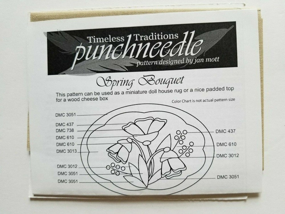 Crane Design ~ PUNCH NEEDLE PATTERN ~ Timeless Traditions Spring Bouquet