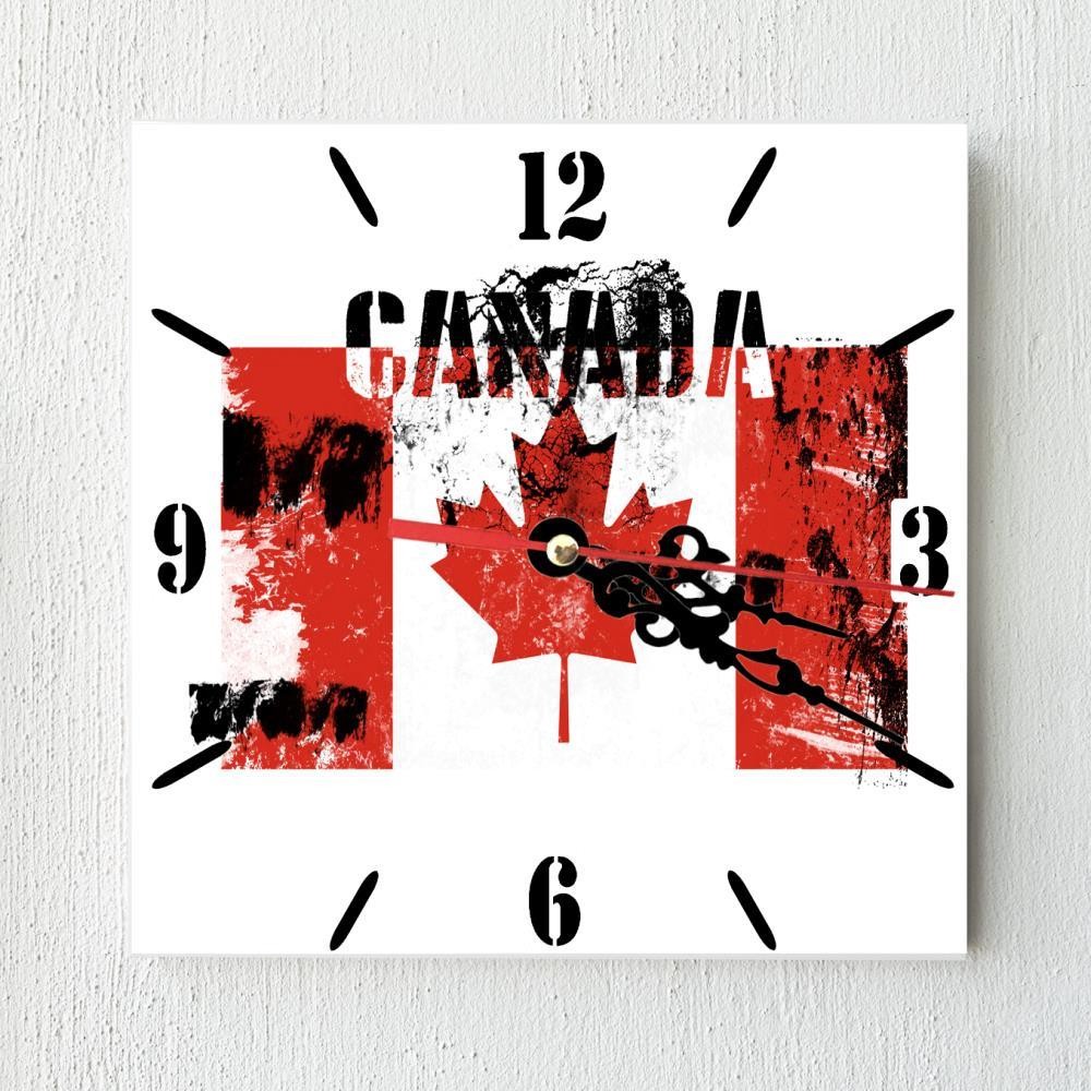 Canada Flag Wall clock patriots CERAMIC Tile Watch Support Décor