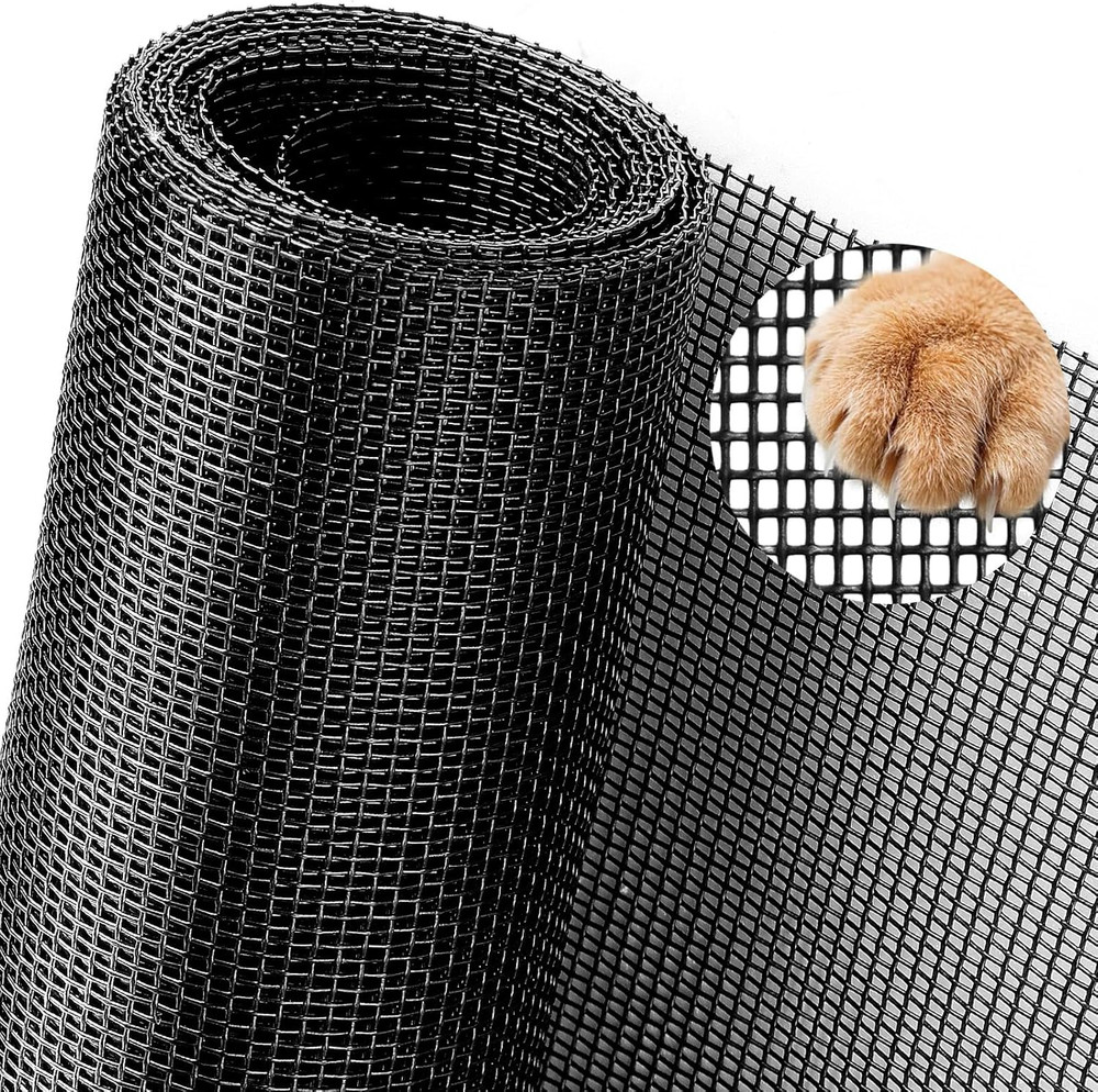 Pet Proof Window Screen Replacement 48"X100" Adjustable Thicken Charcoal Fibergl