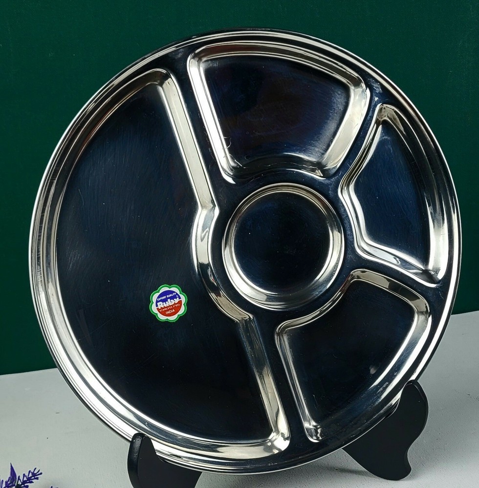 Stainless Steel Five Compartment Plate by Ruby - Made in India