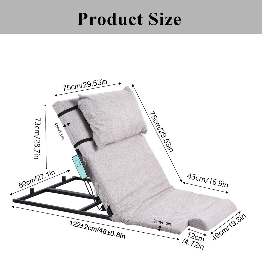 Electric Lifting Backrest 440 lbs 2-80° Adjustable Lifting Bed Backrest