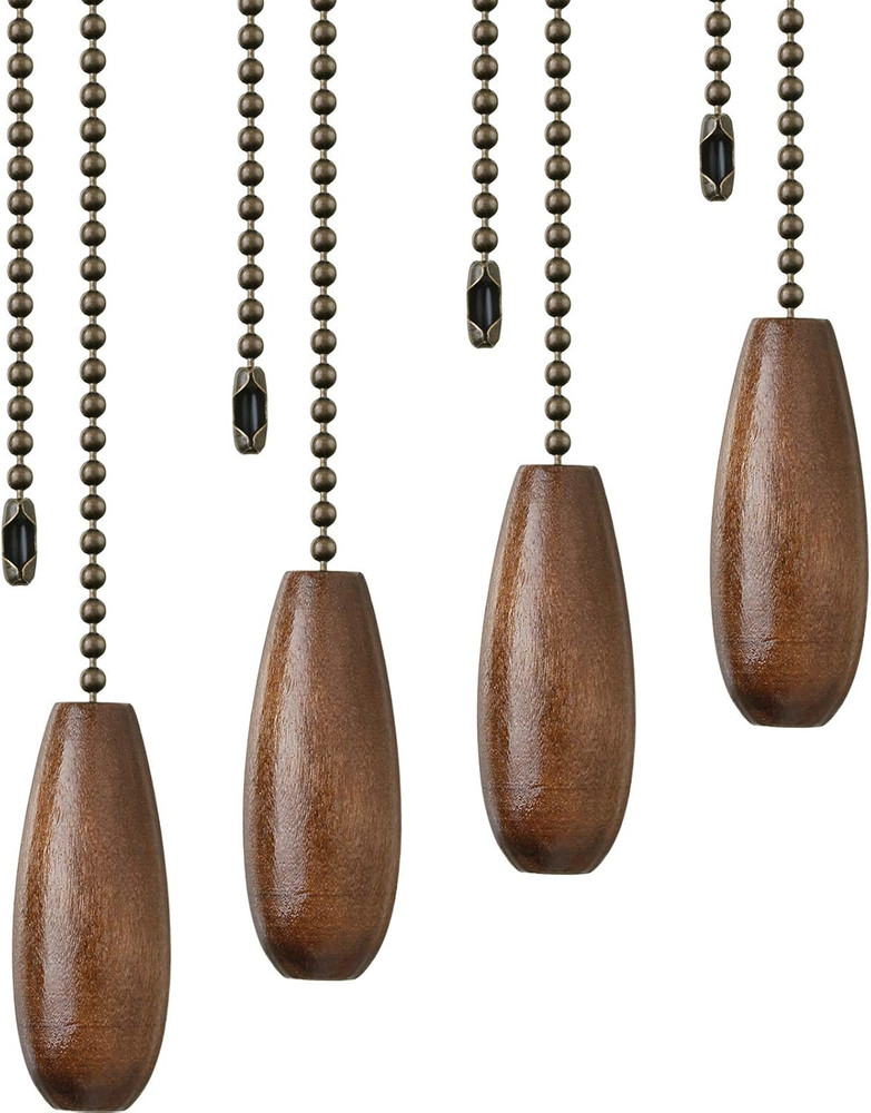 4 Pieces Ceiling Fan Chain Pulls Extender Wooden Pull Chain Extension Ornaments