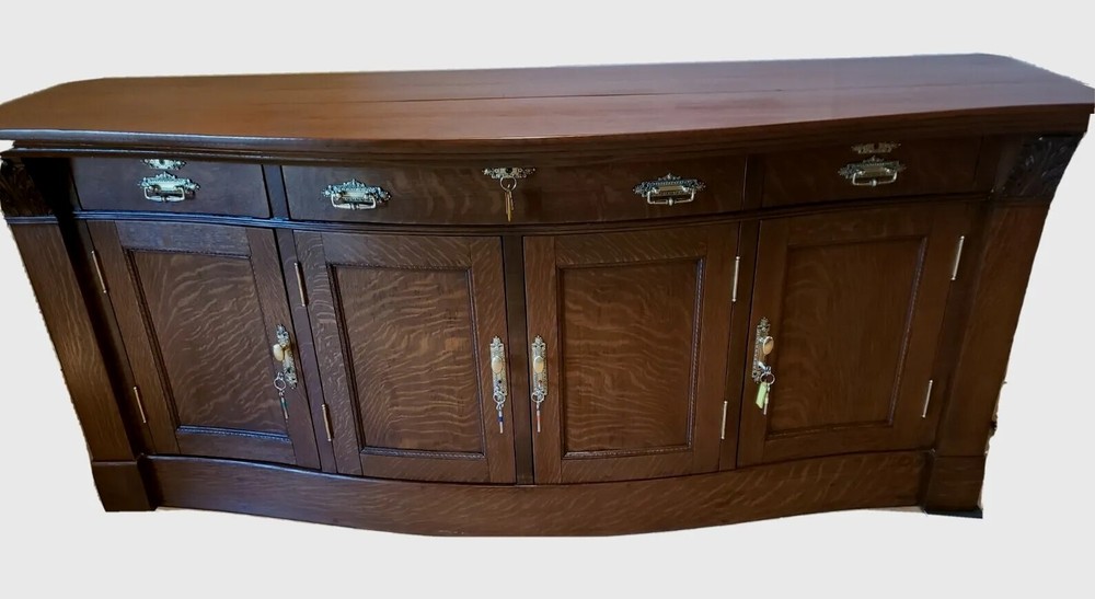 Antique 1880s Quarter Sawn Oak Sideboard - Authentic Knapp Joints