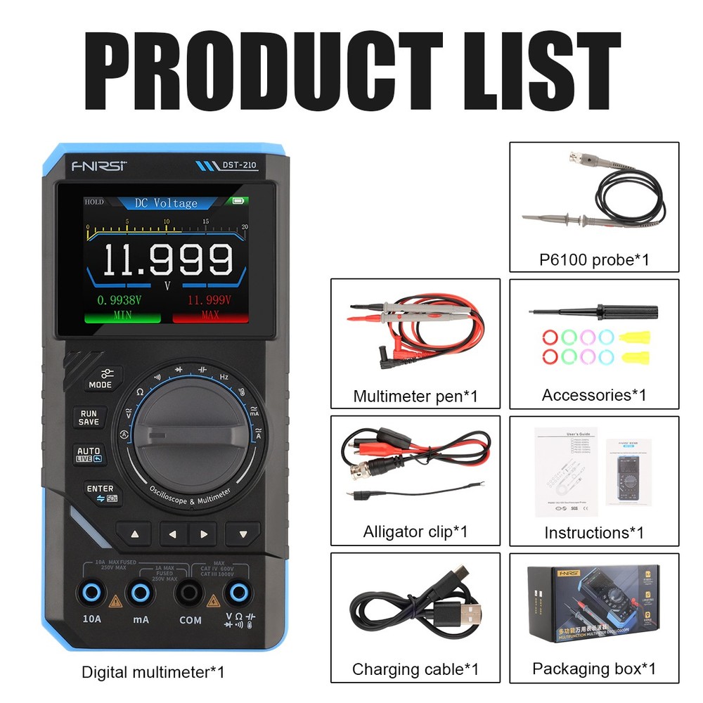 DST210 Handheld Digital Oscilloscope Multimeter+Function Signal Generator FNIRSI