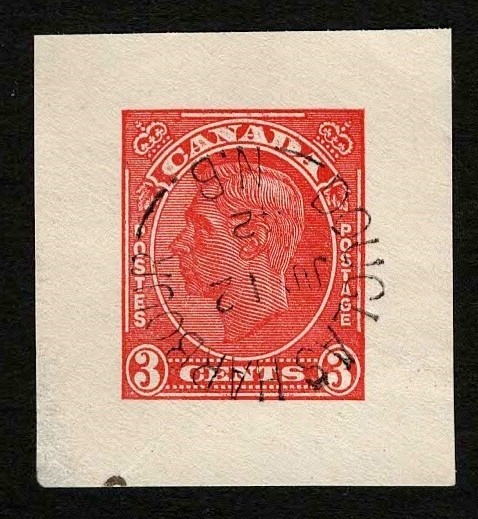 Canada (1942) KGVI 3c Red Cut Square BOB Used