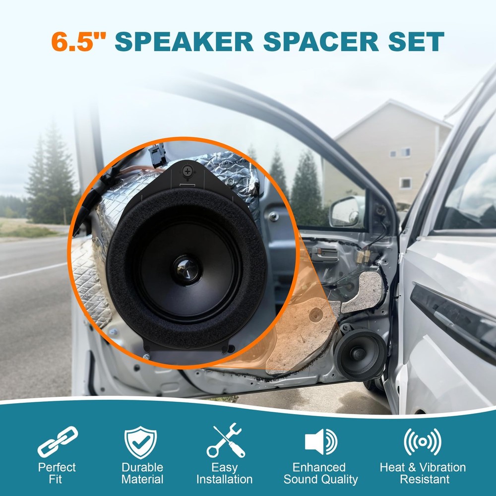 6.5" Speaker Adapter Spacer Ring with Foam Ring, Compatible with Chevy/Silver...