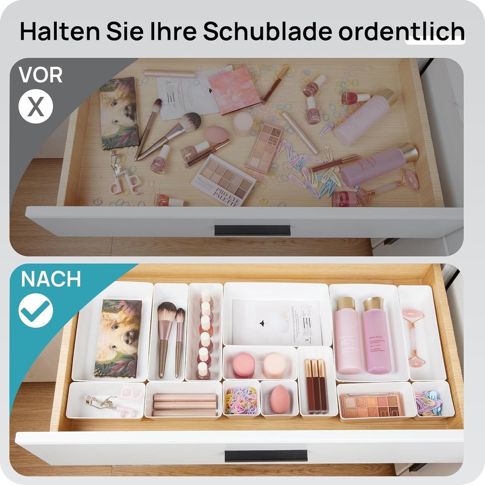 25-Piece Plastic Drawer Organizers - Clear Stackable Bins for Versatile Storage