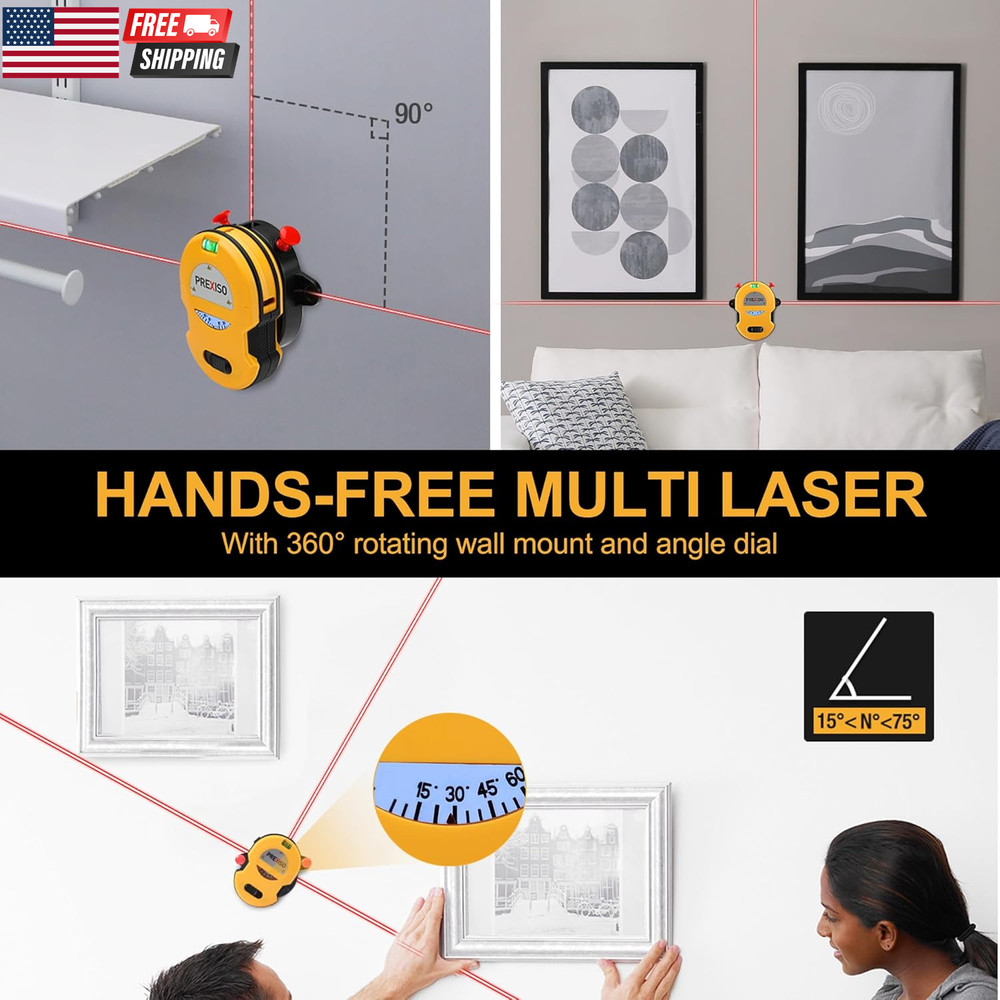 Multi Surface Laser Level LED Light Vial, 30Ft Horizontal & Vertical Line Laser
