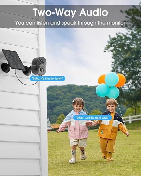 4MP Wireless Color Security Camera System Solar Battery Powered 2-Way Audio