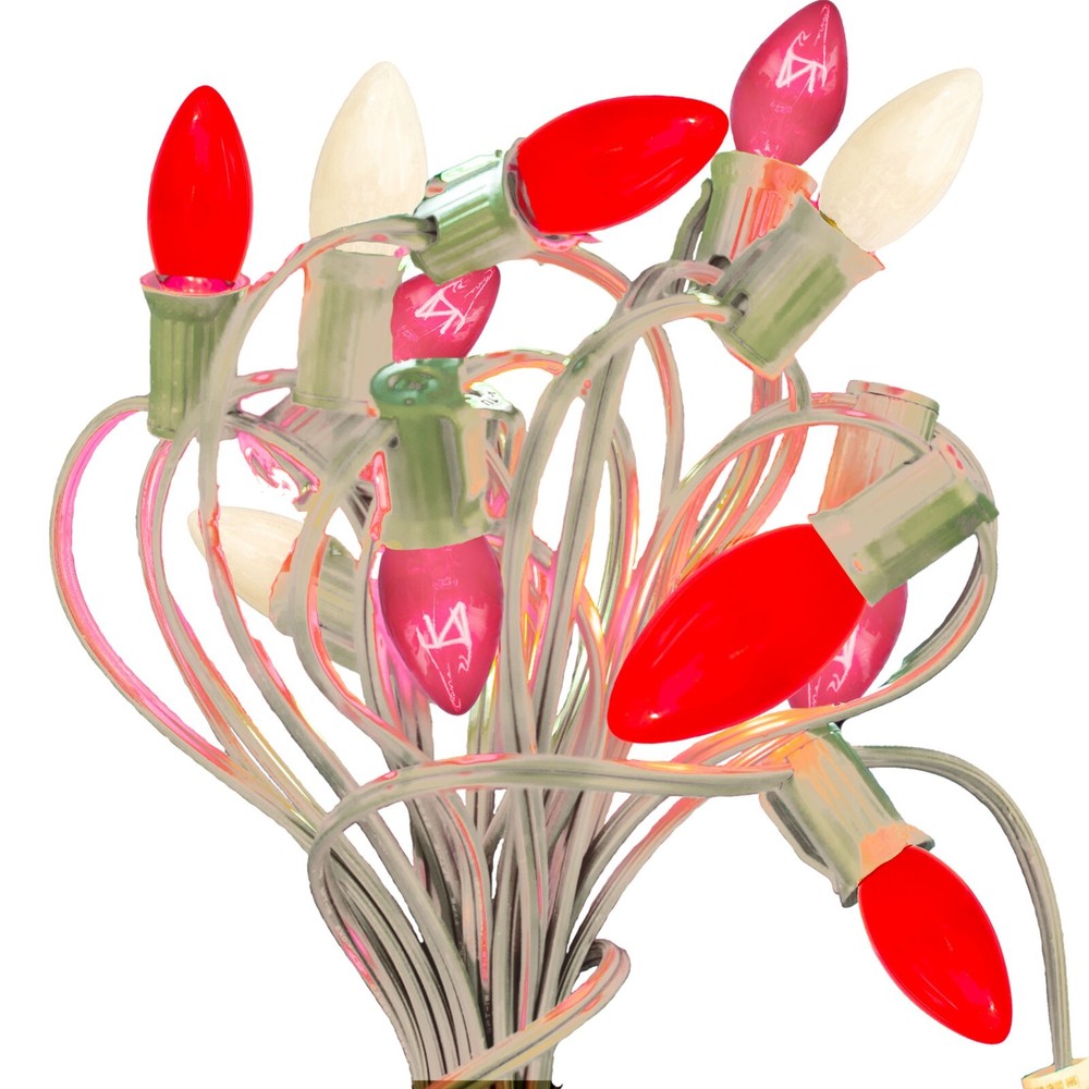 C7 Valentine's Day Lights Red White Pink Solid Ceramic 25 Replacement Blubs