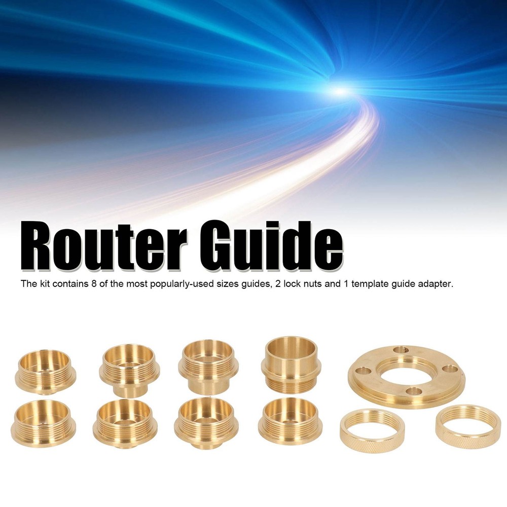 ˇTemplate Router Guides Kit With Lock Nut Adapter Template Guide Bushing Kit For