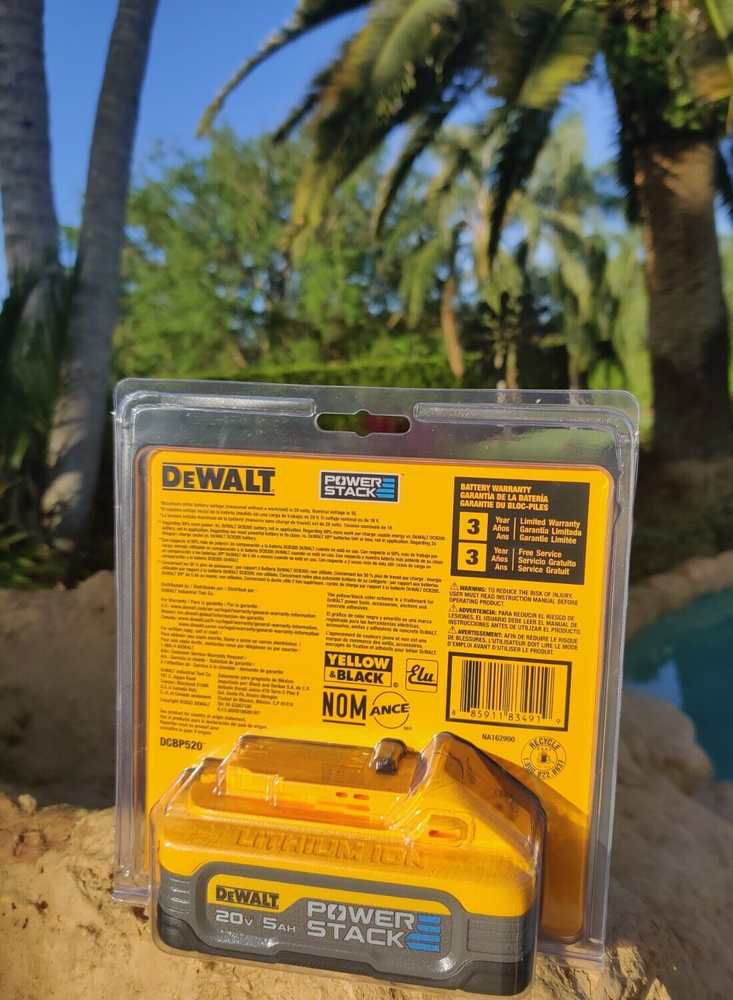 GENUINE DeWALT POWERSTACK 20V Lith-Ion 5.0Ah Battery Pack - DCBP520 - Sealed NEW