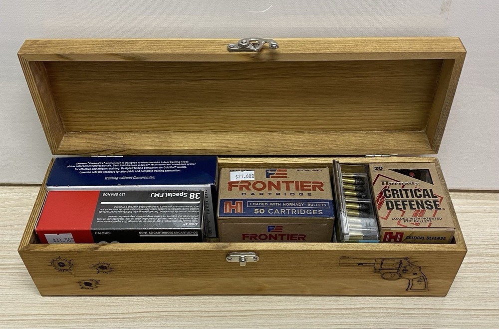 Wood Ammunition Ammo Box Custom Laser Engraved