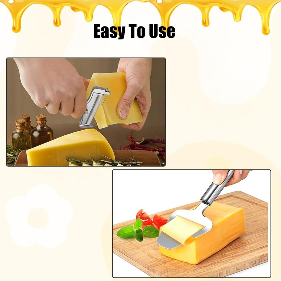 2 PACK Stainless Steel Cheese Slicer - Adjustable Thickness Grey for Kitchen#*/