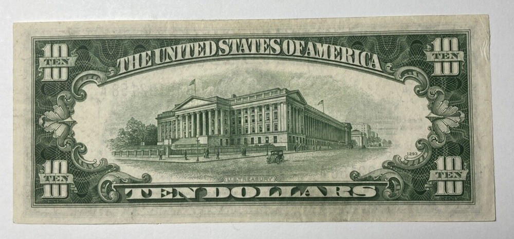 1934D $10 Silver Certificate Blue Seal AU+