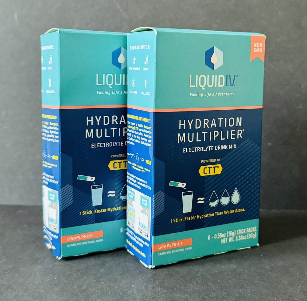 Liquid I.V. Hydration Multiplier 6 Stick Packs Grapefruit Exp 01/2026 (2 PACK).