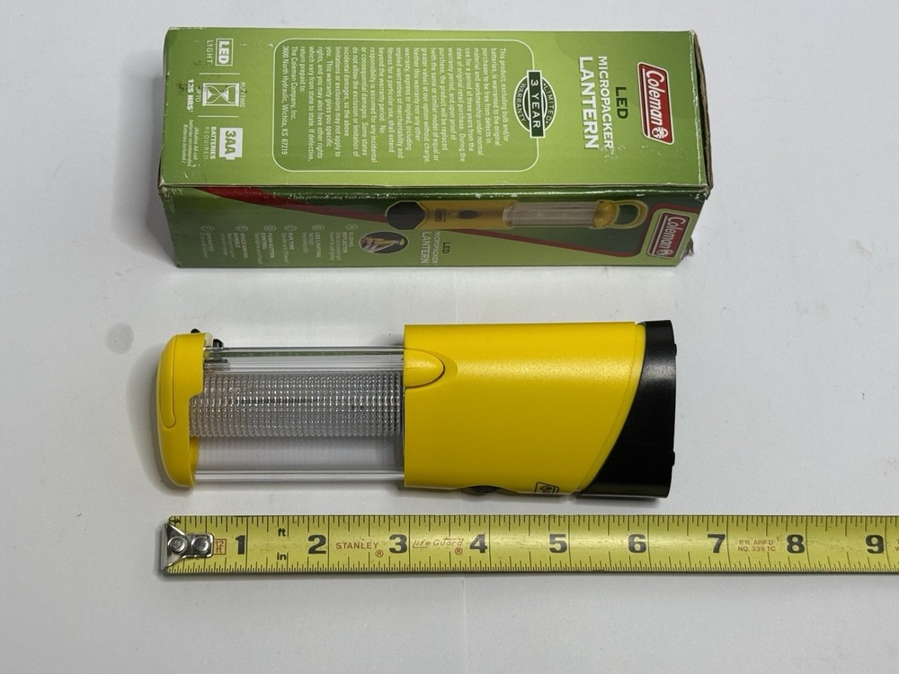 Coleman LED Micropacker 3 AA Battery Lantern / Flashlight 6.5" Inches (Tested)