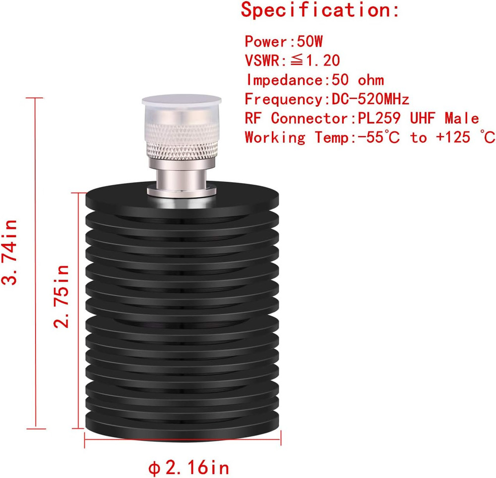 XRDS-RF 50W PL259 UHF Male Plug RF Dummy Load, 50 Ohm