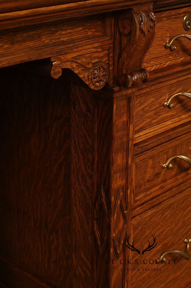 Oak Roll Top Desk With Carved 'Reading Hardware Co." Crest Panel