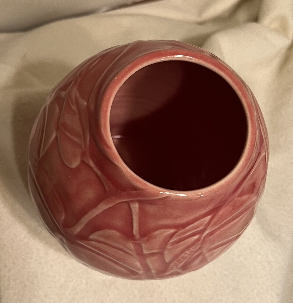 Studio Pottery Vase Anthurium Tropical Flower Design Signed