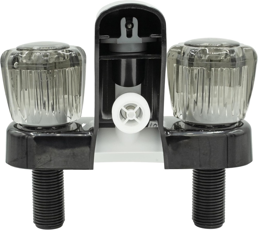 Smooth-Operating Black Diverter Faucet for RVs - Easy Install with Acrylic Knobs