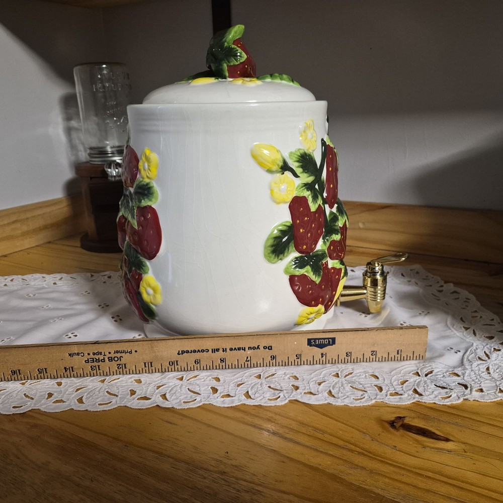 Tuscan Strawberries Ceramic Beverage Dispenser