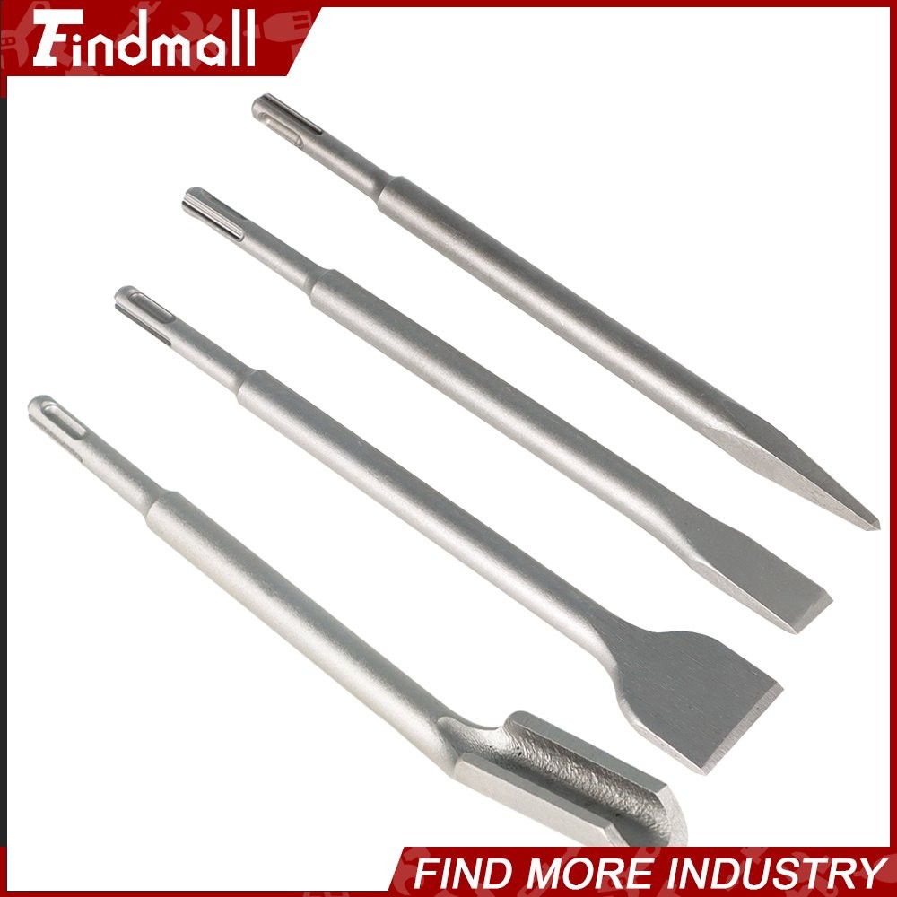 Findmall 4 Pack SDS Plus Chisel Bits -Flat Chisel Grooving Chisel & Point Chisel