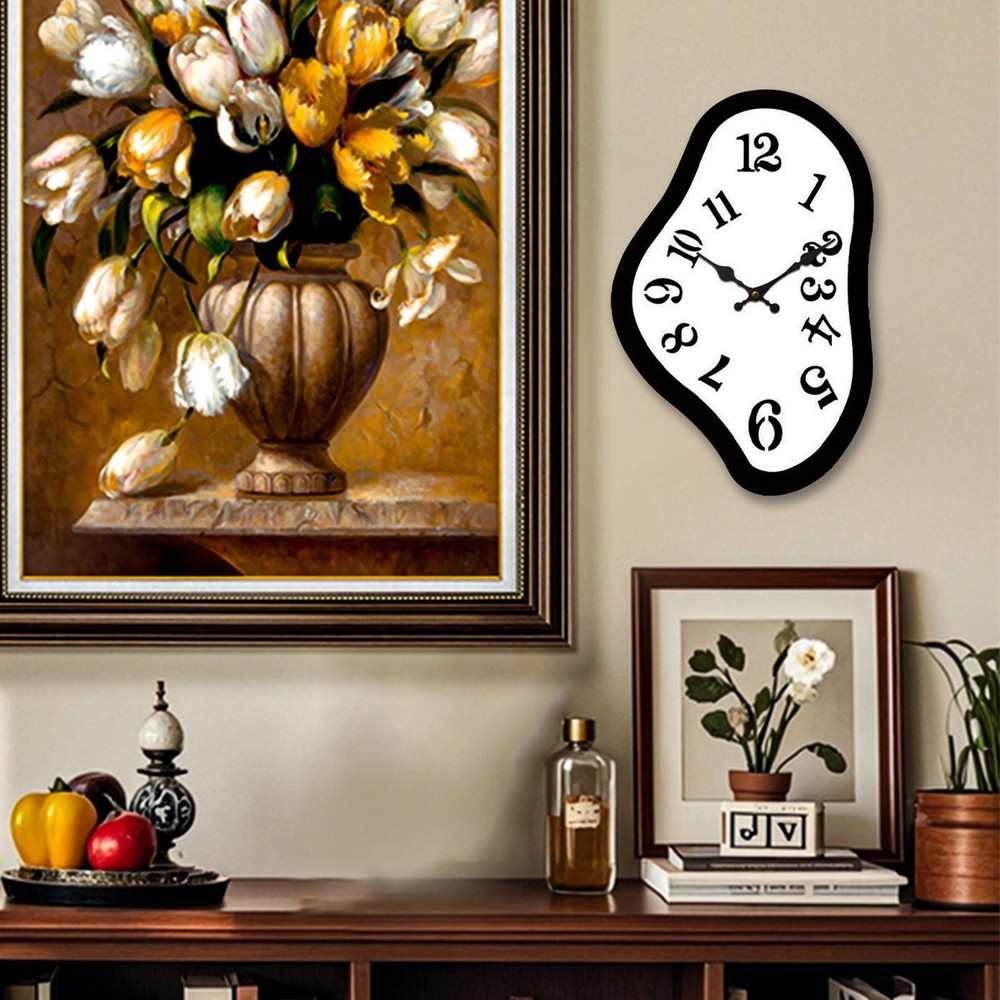 Irregular Wall Clock Retro Non-Ticking Modern Analog Wall Clock Silent Clock