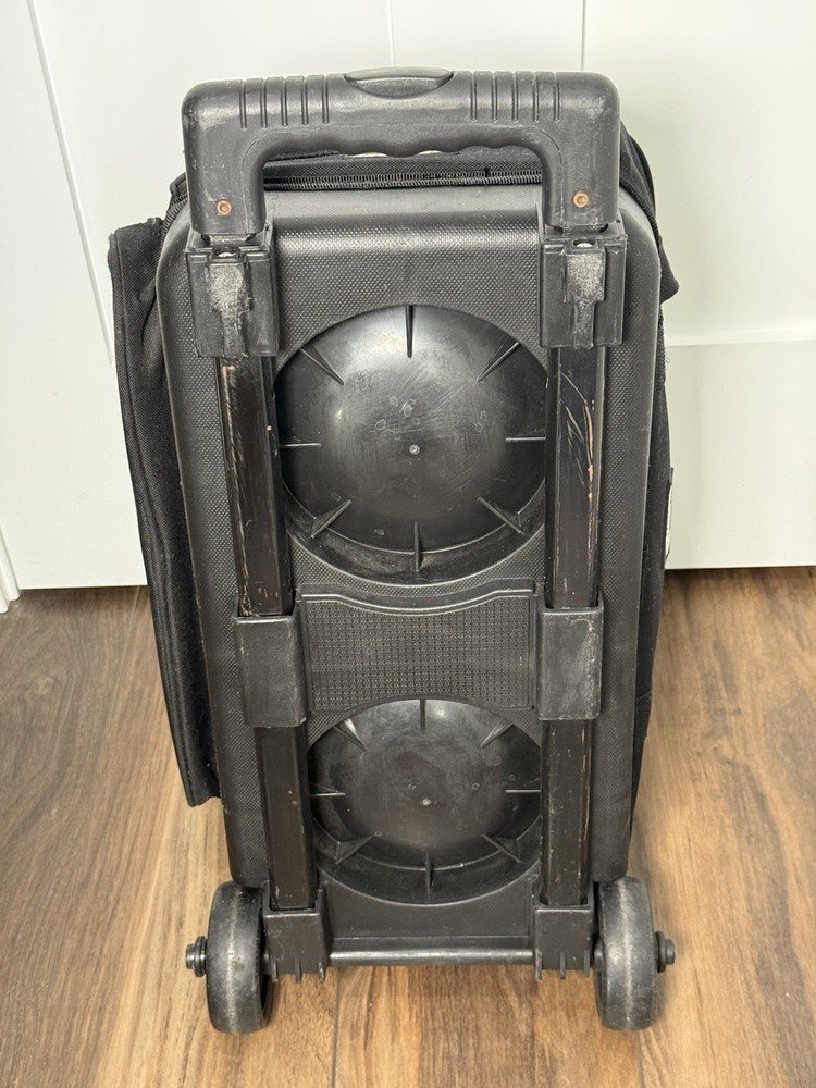 Ebonite 2 Ball Transport Telescoping Rolling Bowling Bag Black Great Condition