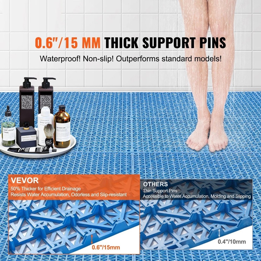 Interlocking Tile 50PCS Blue, Drainage Tiles 12" x 12" Splicing, Soft PVC
