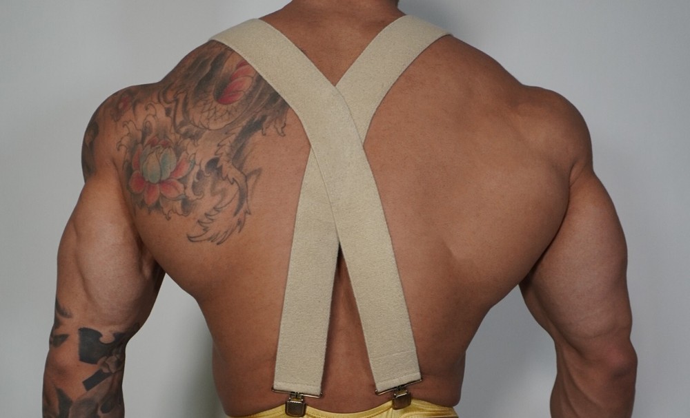 WIDE BEIGE SUSPENDERS