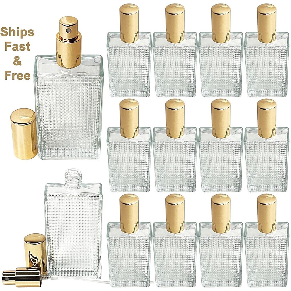 100ml 3.3oz perfume front grid glass spray bottles gold atomizer refillable