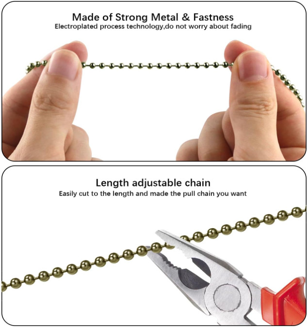 Bronze Ceiling Fan Pull Chain Set – 12" Beaded Extender with Connector (2-Pack)