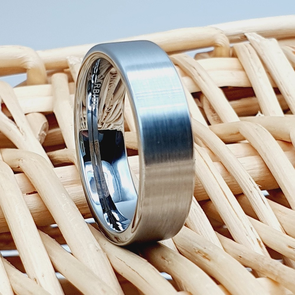 6mm Brushed Domed Statement Band Durable Scratch-Resistant Silver Tungsten Ring