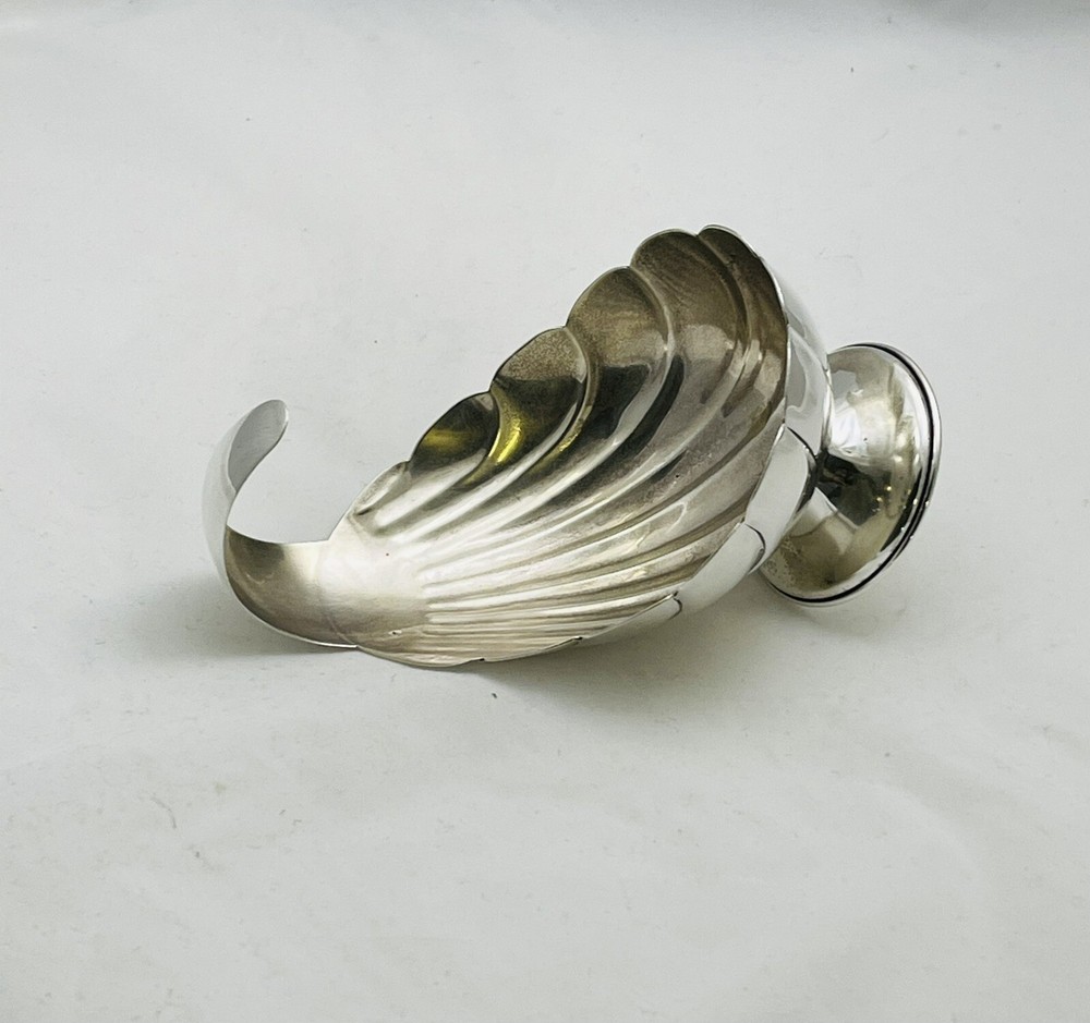 Antique Mexican Sterling Silver Sloping Upward Shell Dish