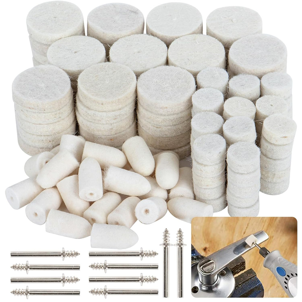145PCS Wool Felt Polishing Pad - Felt Buffing Pad Wool Polishing Bits Buffing...